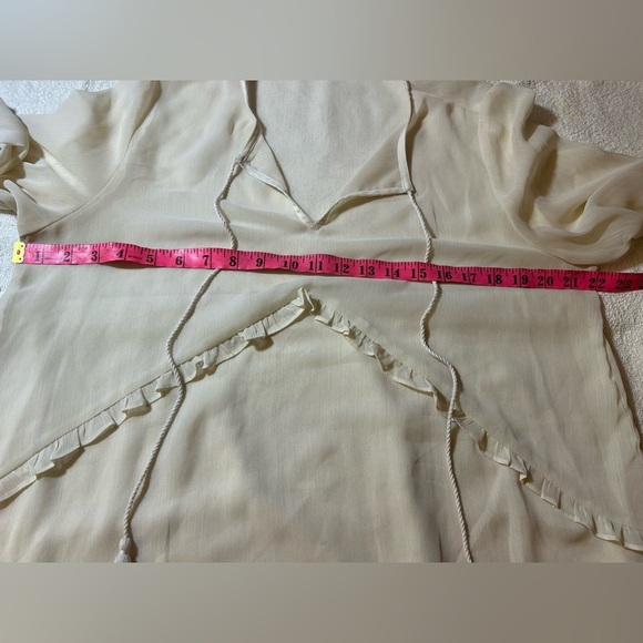 George Cream Ruffled Blouse Coverup with Long Sleeves - Picture 2 of 5